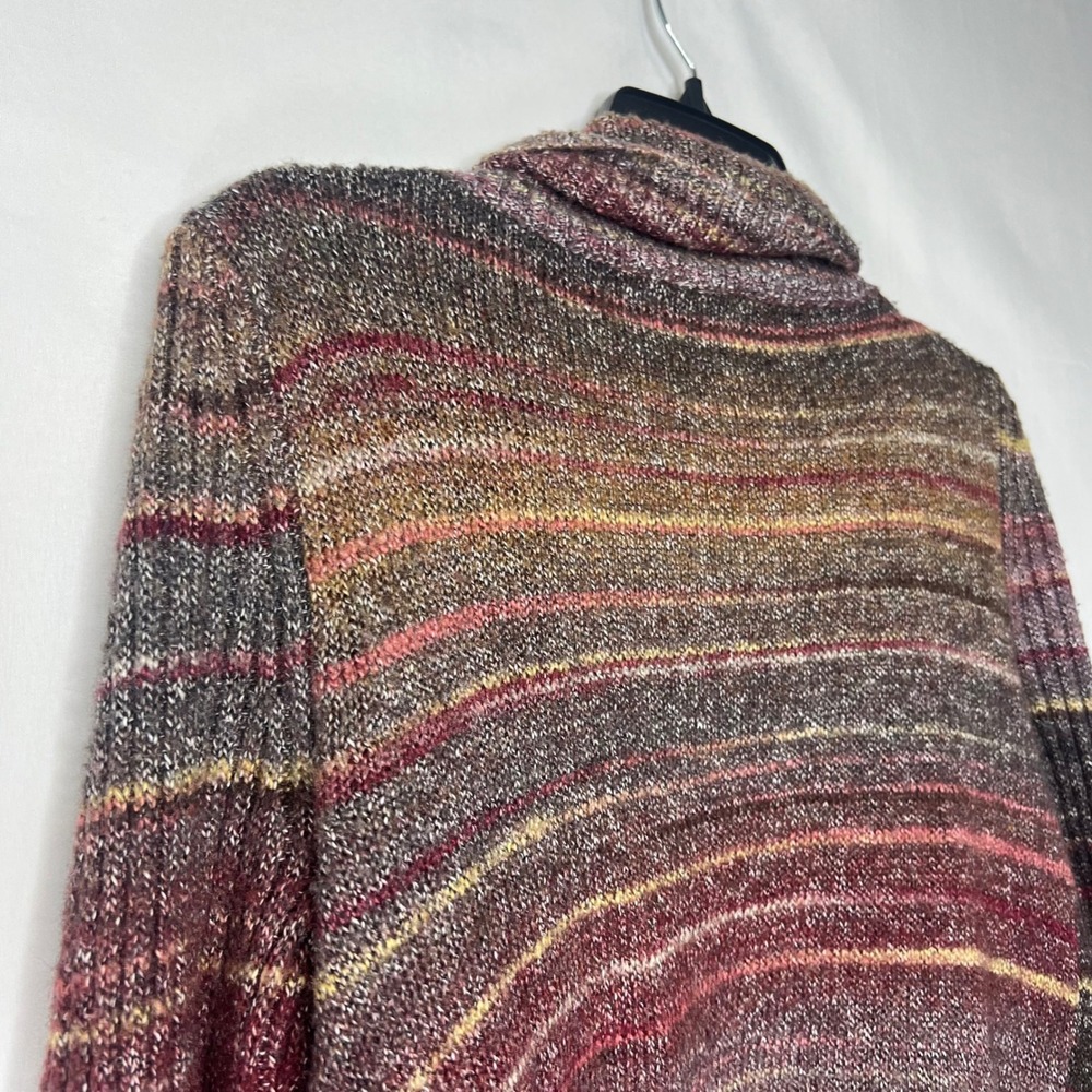 Cato Open Front Fringe Cardigan M Boho Striped Lightweight Knit Festival Earthy - Picture 8 of 12